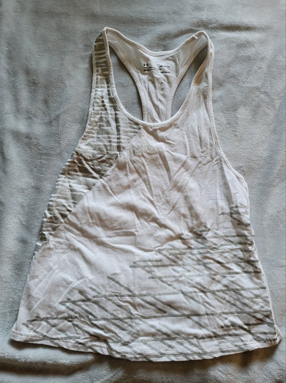 Under Armour | White Racerback Tank with Silver Diagonal Accents